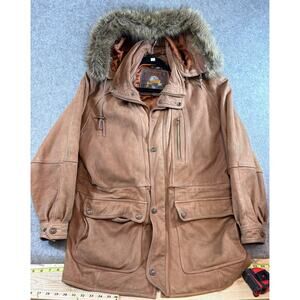 VINTAGE Wilsons Adventure Bound Leather Parka Jacket Mens M Thinsulate Gorpcore